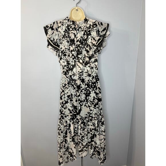 MISA Los Angeles Della Midi Dress V Neck Dress Flowy Romantic Resort Women's L - Picture 8 of 12